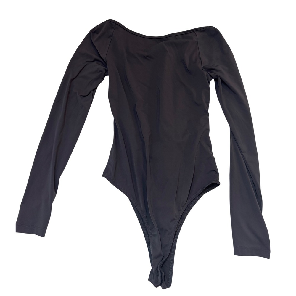 Princess Polly Bodysuit 4 Gray Long Sleeve Recycled Nylon Blend